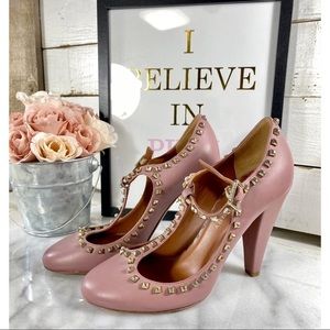 Mauve Pink Character Studded Heels